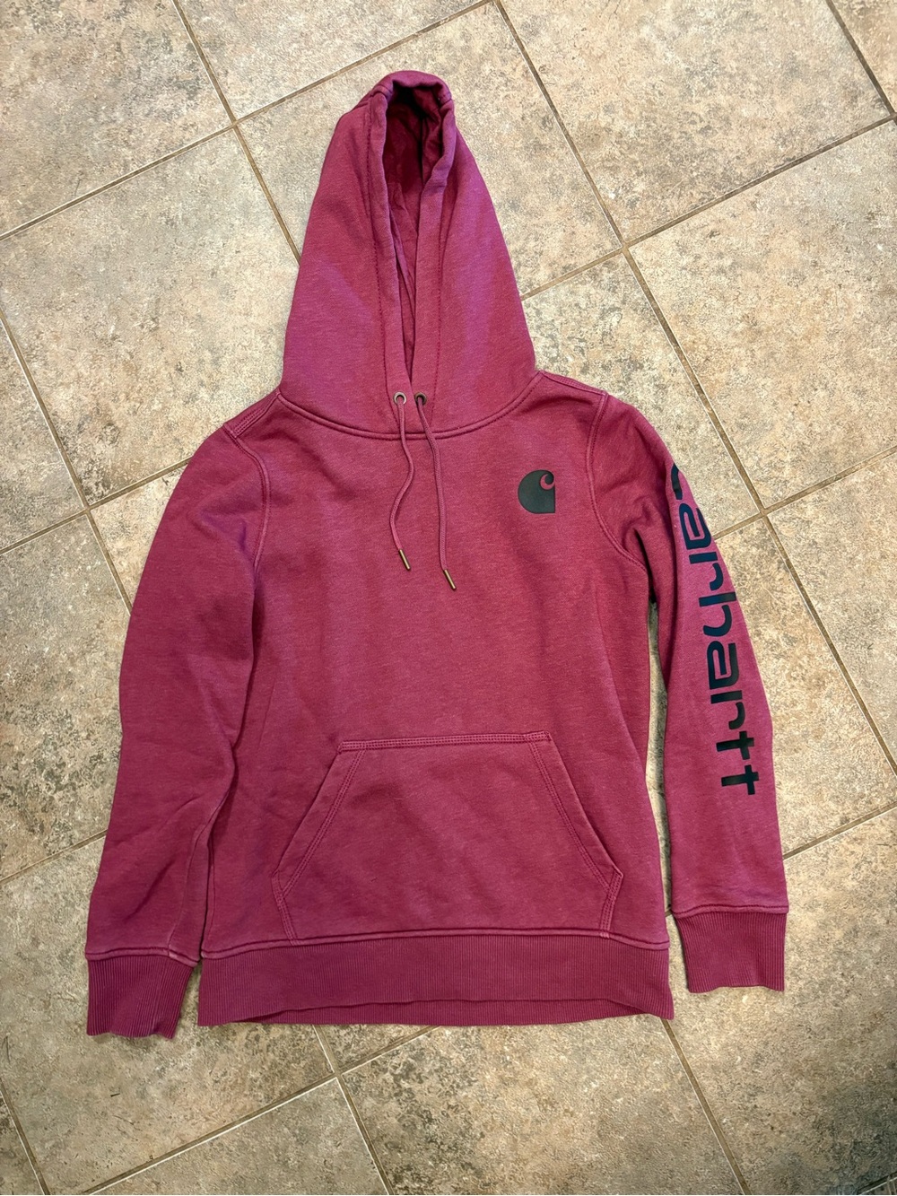 Carhartt Dark Pink Pullover Hoodie with Black Inner Tag